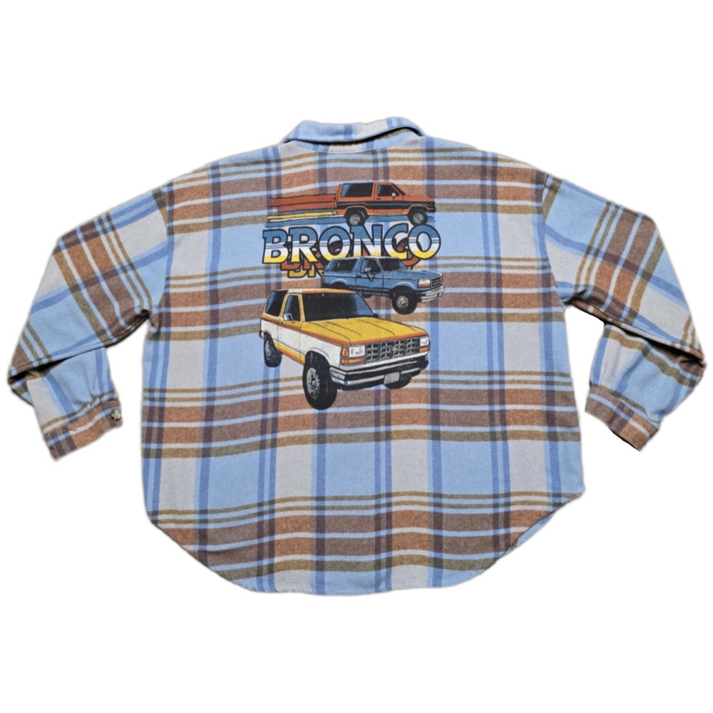 FORD Bronco Womens Flannel Shirt Shacket Size 3XL Button Up Oversized